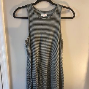 green and black stripped tank top dress